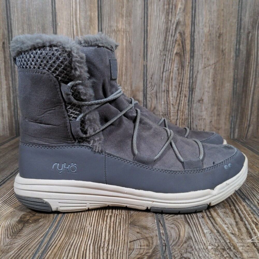 Ryka Aubonne Boots Faux Fur Bungee Laces Snow Winter‎ Women Sz 8M Hiking Trail